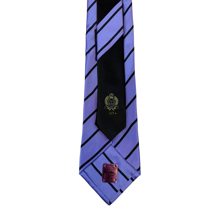 Bijan Bijan Purple And Black Stripe Pure Silk Tie Set
