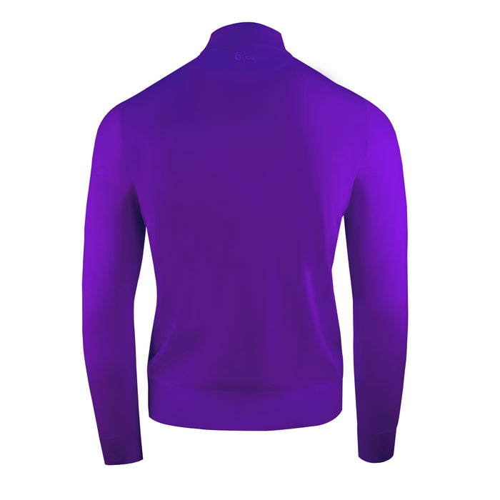 Bijan Purple Cashmere And Silk Mock Neck Sweater