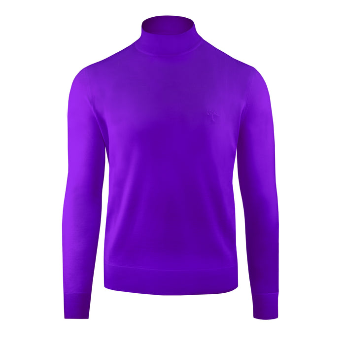 bijan Purple Cashmere and Silk Mock Neck Sweater