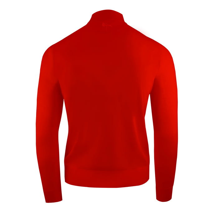Bijan Red Cashmere And Silk Mock Neck Sweater