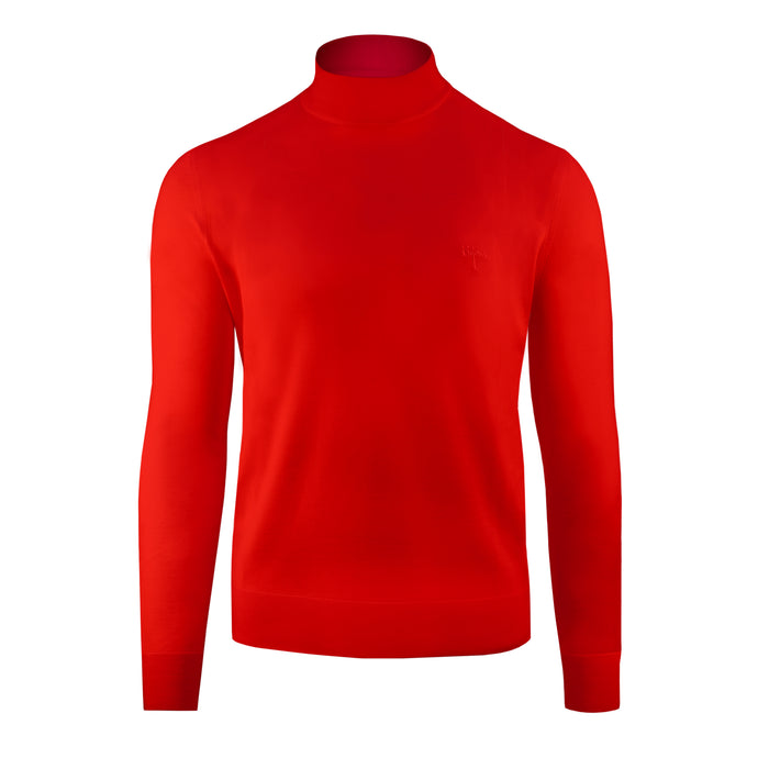 bijan Red Cashmere and Silk Mock Neck Sweater