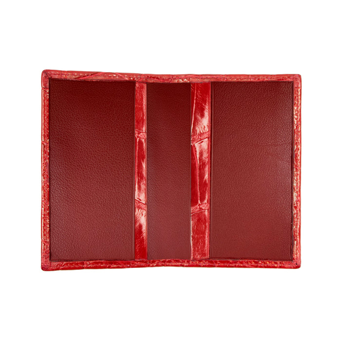 Bijan Bijan Red With Red Interior Alligator Card Holder