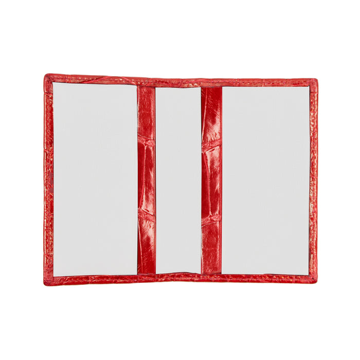 Bijan Bijan Red With White Interior Alligator Card Holder