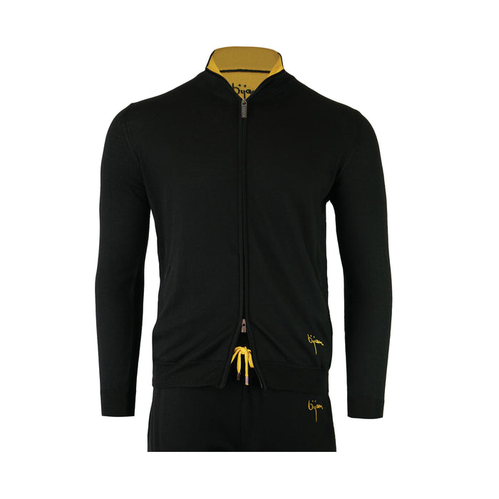 bijan Silk and Cashmere Black Cardigan