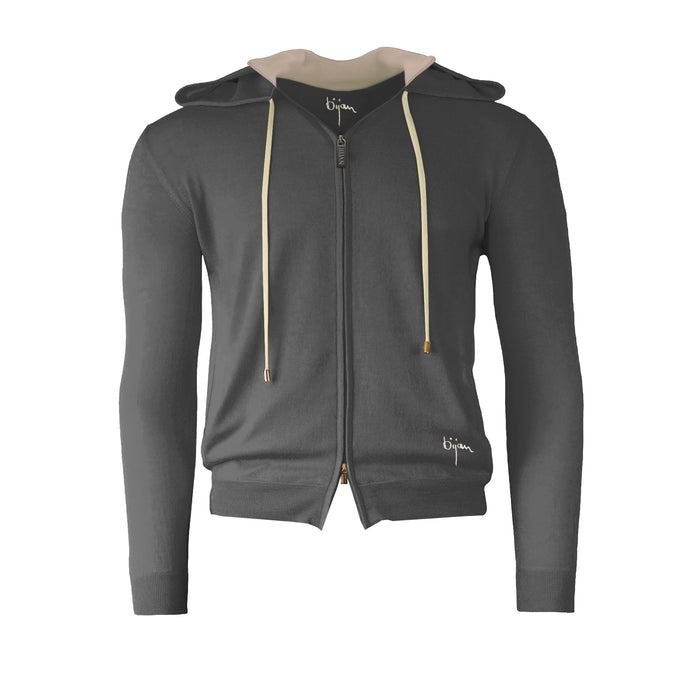 Bijan Silk And Cashmere Cardigan With Hoodie