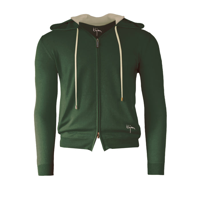 Bijan Silk And Cashmere Cardigan With Hoodie