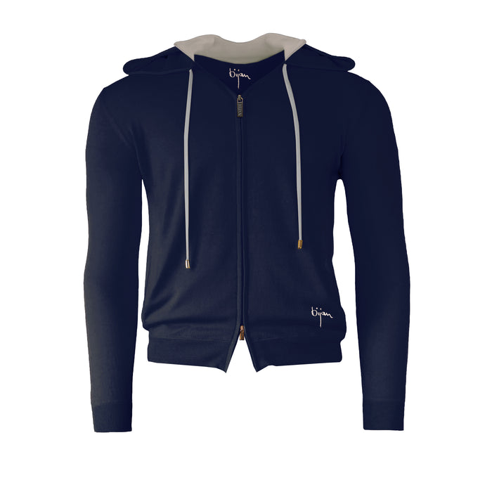 Bijan Silk And Cashmere Cardigan With Hoodie