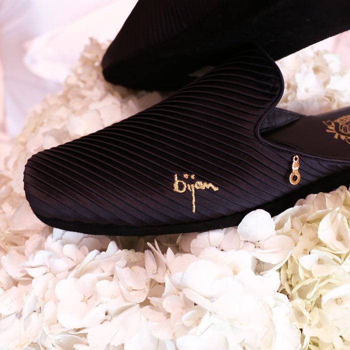 Bijan Silk Satin Slippers