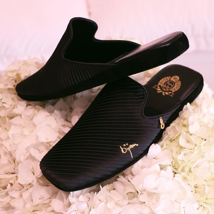 Bijan Silk Satin Slippers