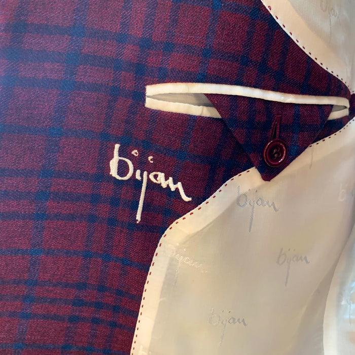 Bijan Special Order Burgundy Plaid Jacket