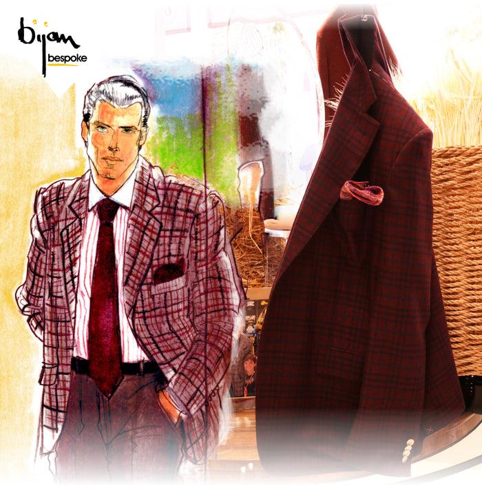 bijan Special Order Burgundy Plaid Jacket