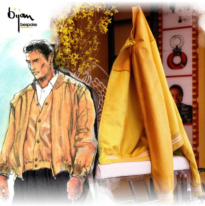 bijan Special Order Yellow Leather Jacket