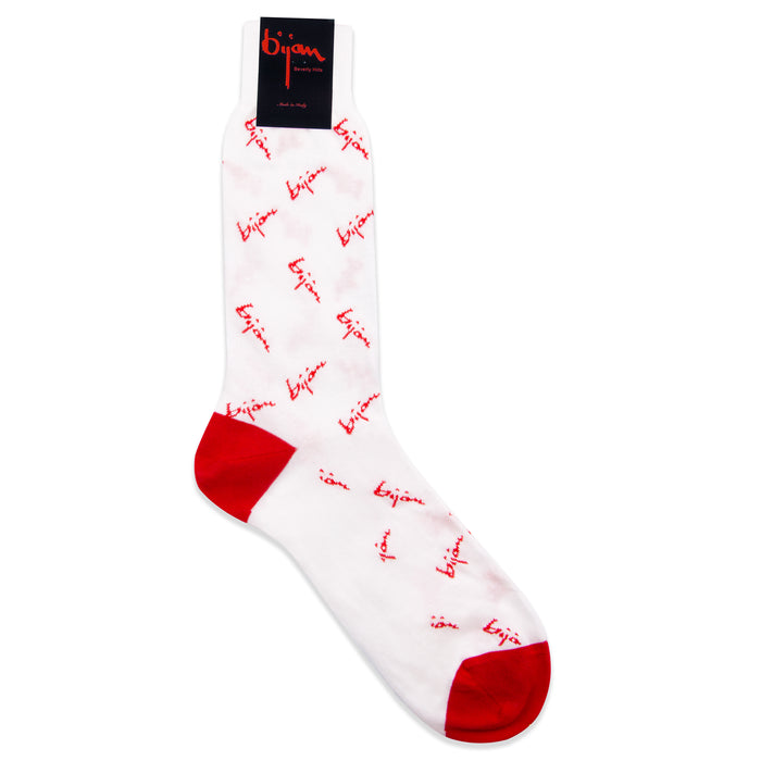 bijan White and Bijan Red Sneaker Socks