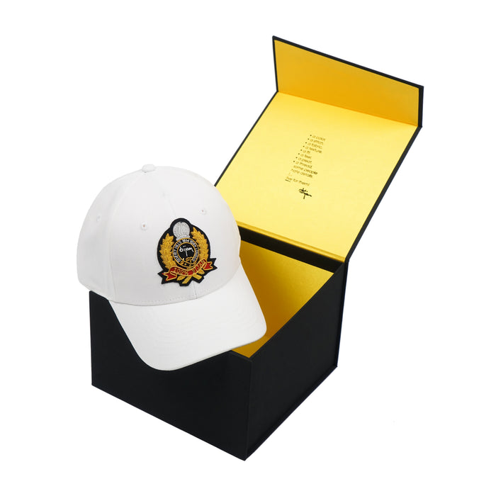 Bijan White With Gold Crest Cap