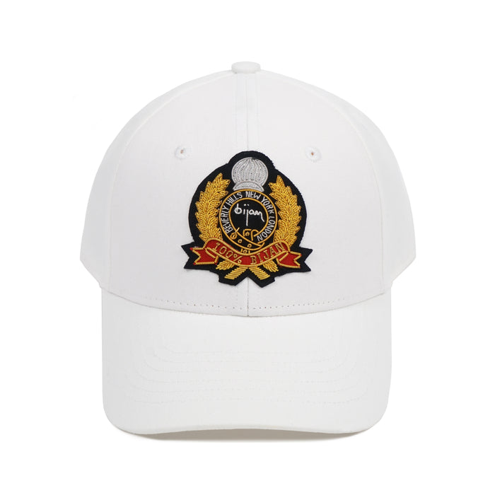 bijan White with Gold Crest Cap