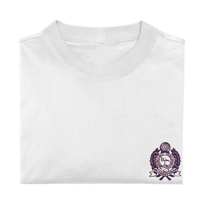 Bijan White With Navy Crest Short Sleeve T-Shirt