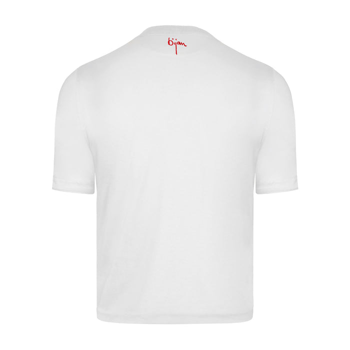 Bijan White With Red Crest Short Sleeve T-Shirt