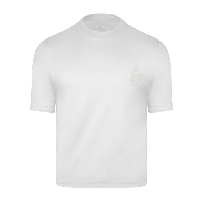 bijan White with White Crest Short Sleeve T-Shirt