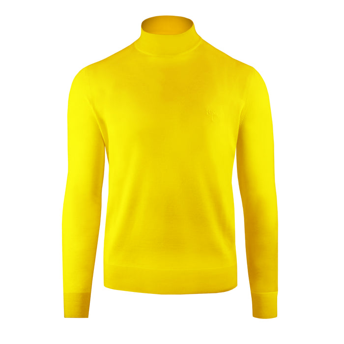 bijan Yellow Cashmere and Silk Mock Neck Sweater