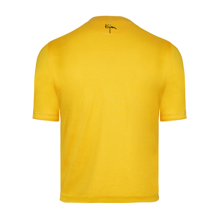 Bijan Bijan Yellow With Navy Crest Short Sleeve T-Shirt