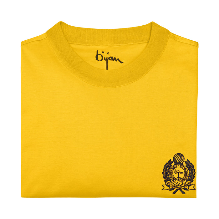 Bijan Bijan Yellow With Navy Crest Short Sleeve T-Shirt