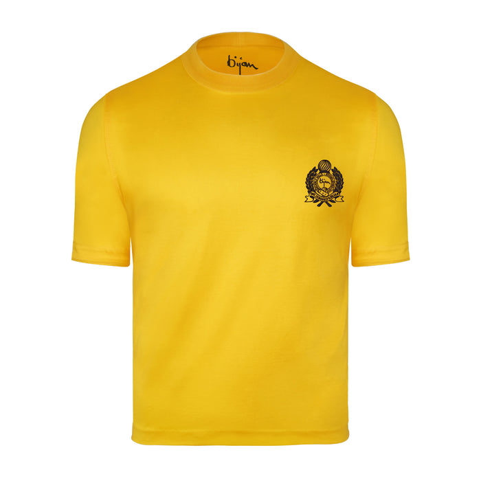 bijan Bijan Yellow with Navy Crest Short Sleeve T-Shirt