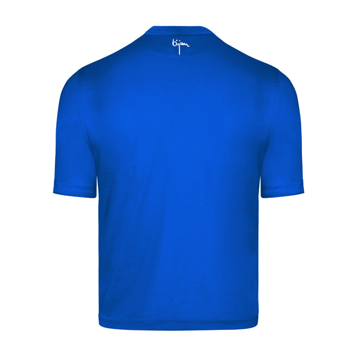 Bijan Blue Round Neck Short Sleeve T-Shirt With 3 Buttons