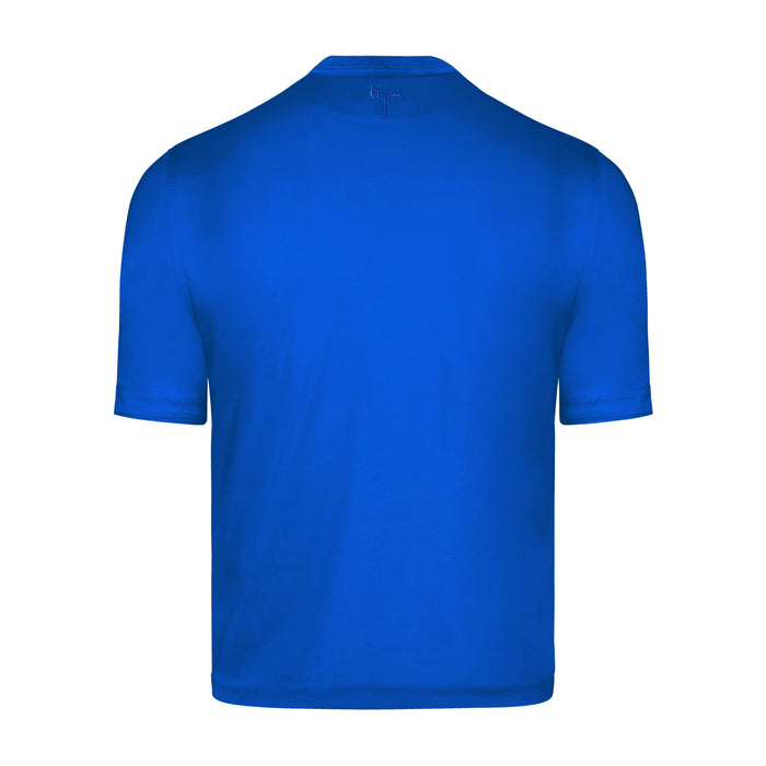 Bijan Blue Round Neck Short Sleeve T-Shirt With 3 Buttons