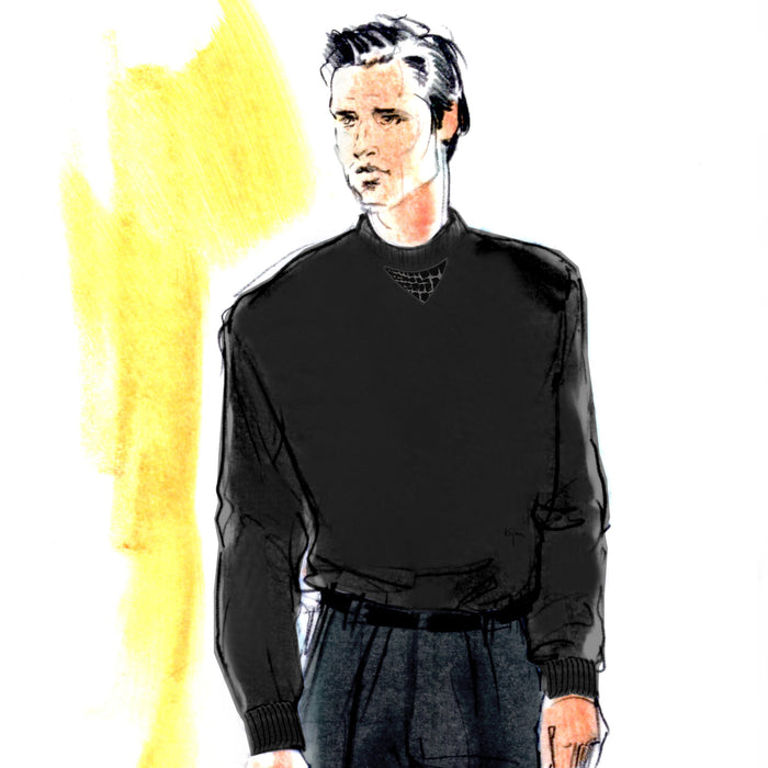 Bijan Cashmere And Silk Black Sweater With Alligator Detail