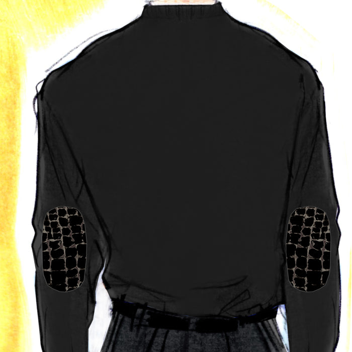 Bijan Cashmere And Silk Black Sweater With Alligator Detail