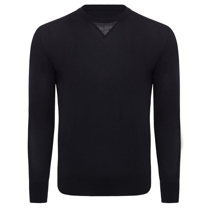 bijan Cashmere and Silk Black Sweater with Alligator Detail