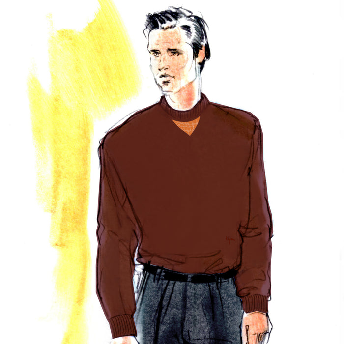 Bijan Cashmere And Silk Brown Sweater With Alligator Detail