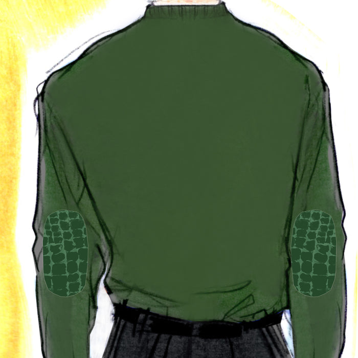 Bijan Cashmere And Silk Dark Olive Sweater With Alligator Detail