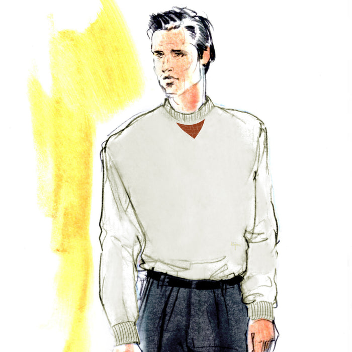 Bijan Cashmere And Silk Off-White Sweater With Alligator Detail