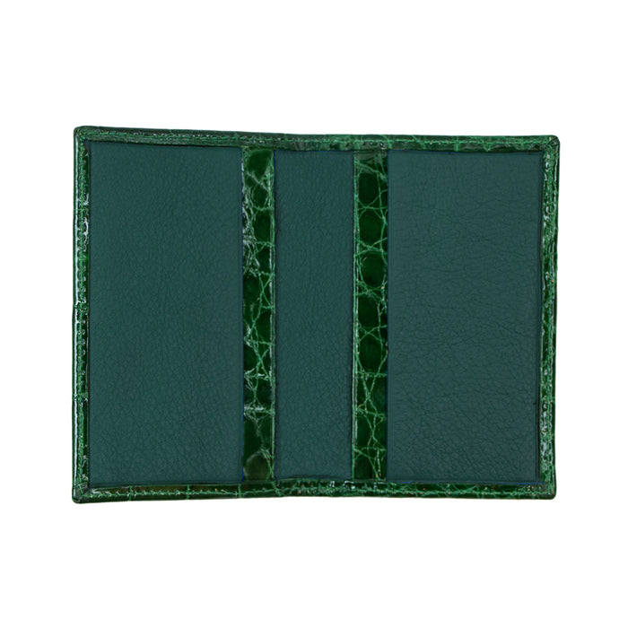 Bijan Emerald Green With Green Interior Alligator Card Holder