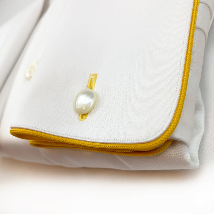 Bijan French Cuff Dress Shirt With Bijan Yellow Piping Detail
