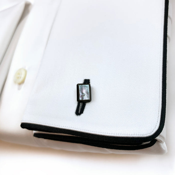 Bijan French Cuff Dress Shirt With Black Piping Detail