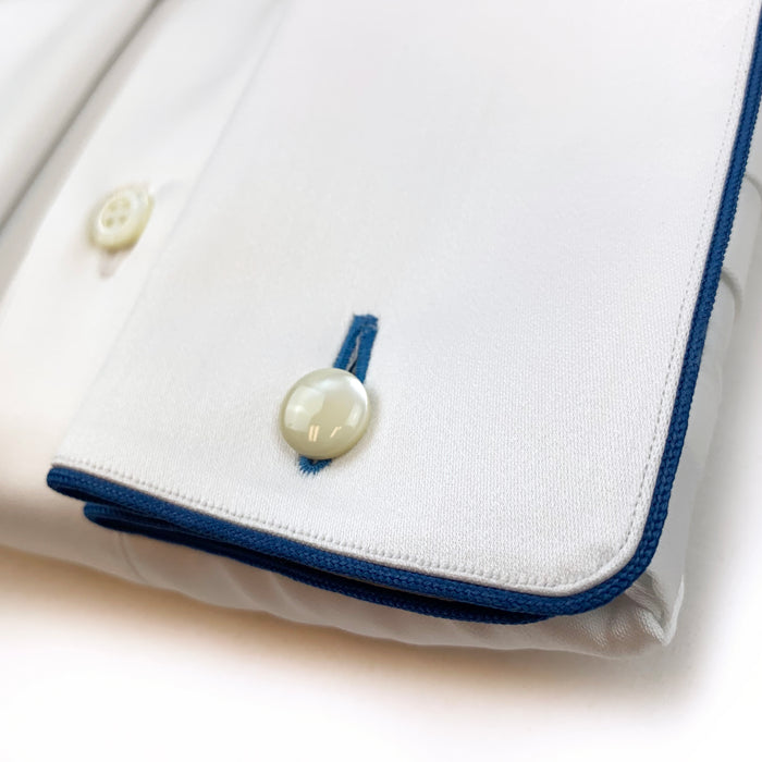 Bijan French Cuff Dress Shirt With French Blue Piping Detail