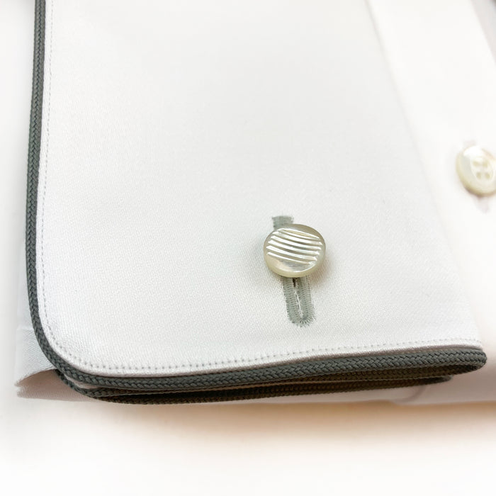 Bijan French Cuff Dress Shirt With Grey Piping Detail