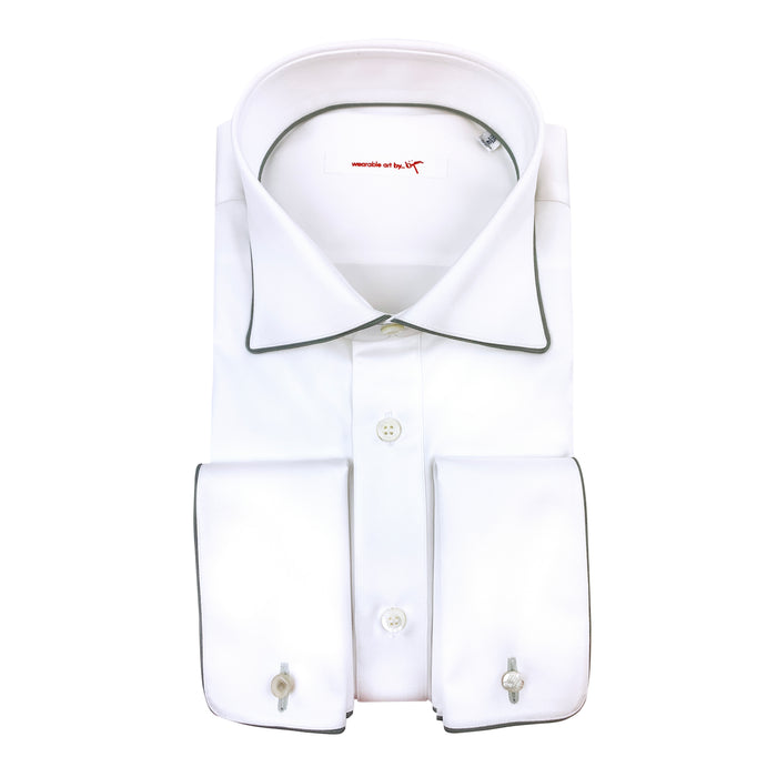 bijan French Cuff Dress Shirt with Grey Piping Detail