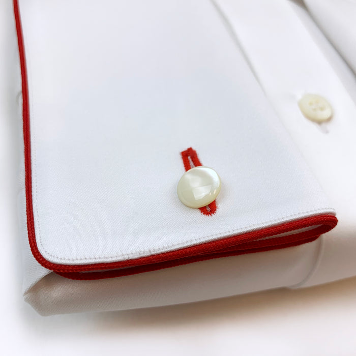 Bijan French Cuff Dress Shirt With Red Piping Detail