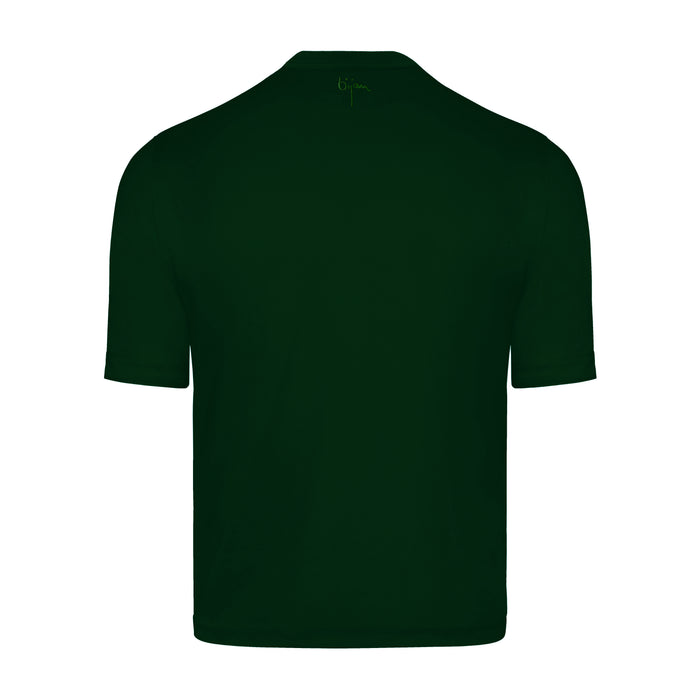 Bijan Green Round Neck Short Sleeve T-Shirt With 3 Buttons