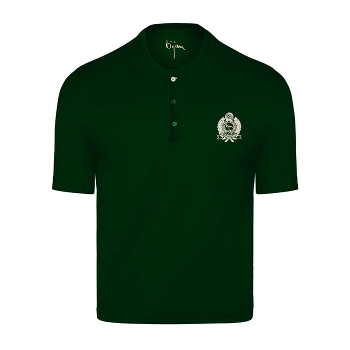 bijan Green Round Neck Short Sleeve T-Shirt with 3 Buttons