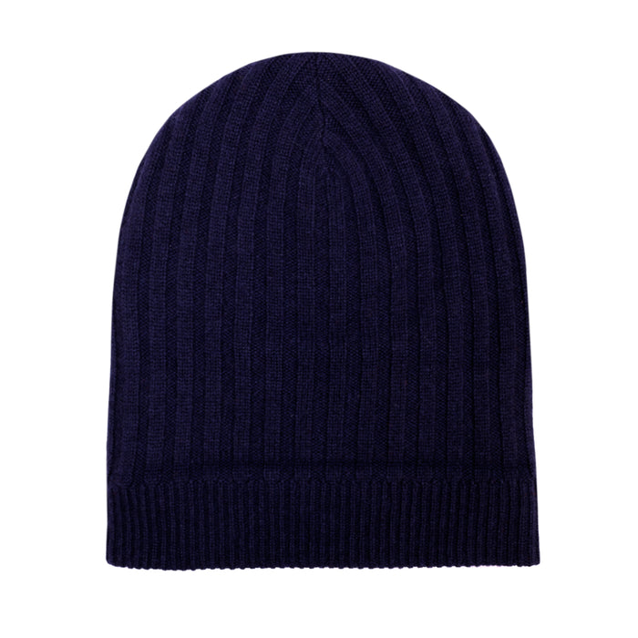 Bijan Midnight Blue And Baby Pink Cashmere Reversible Beanie