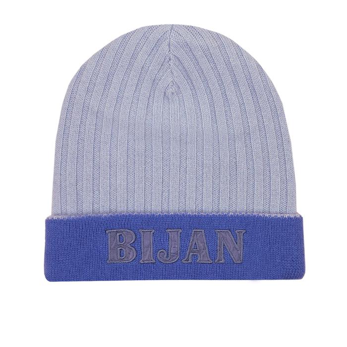 bijan Ocean and Sky Blue Cashmere Reversible Beanie