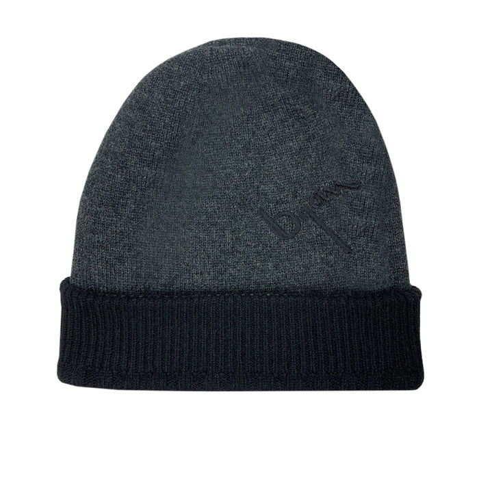 Bijan Onyx And Charcoal Grey Cashmere Reversible Beanie