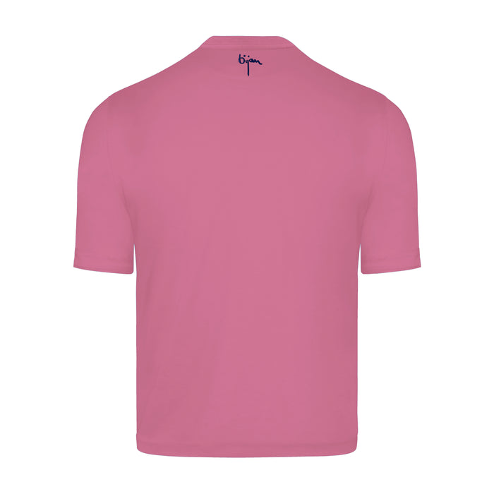 Bijan Pink Round Neck Short Sleeve T-Shirt With 3 Buttons
