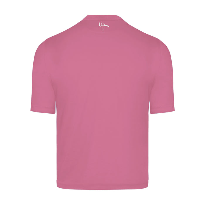 Bijan Pink Round Neck Short Sleeve T-Shirt With 3 Buttons