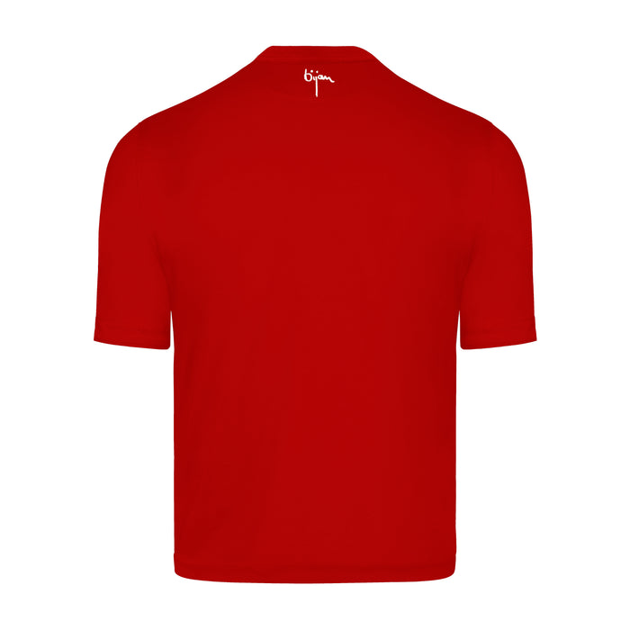 Bijan Red Round Neck Short Sleeve T-Shirt With 3 Buttons