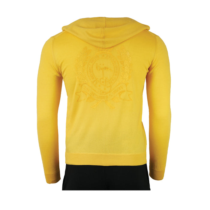 Bijan Silk And Cashmere Yellow Cardigan With Hoodie